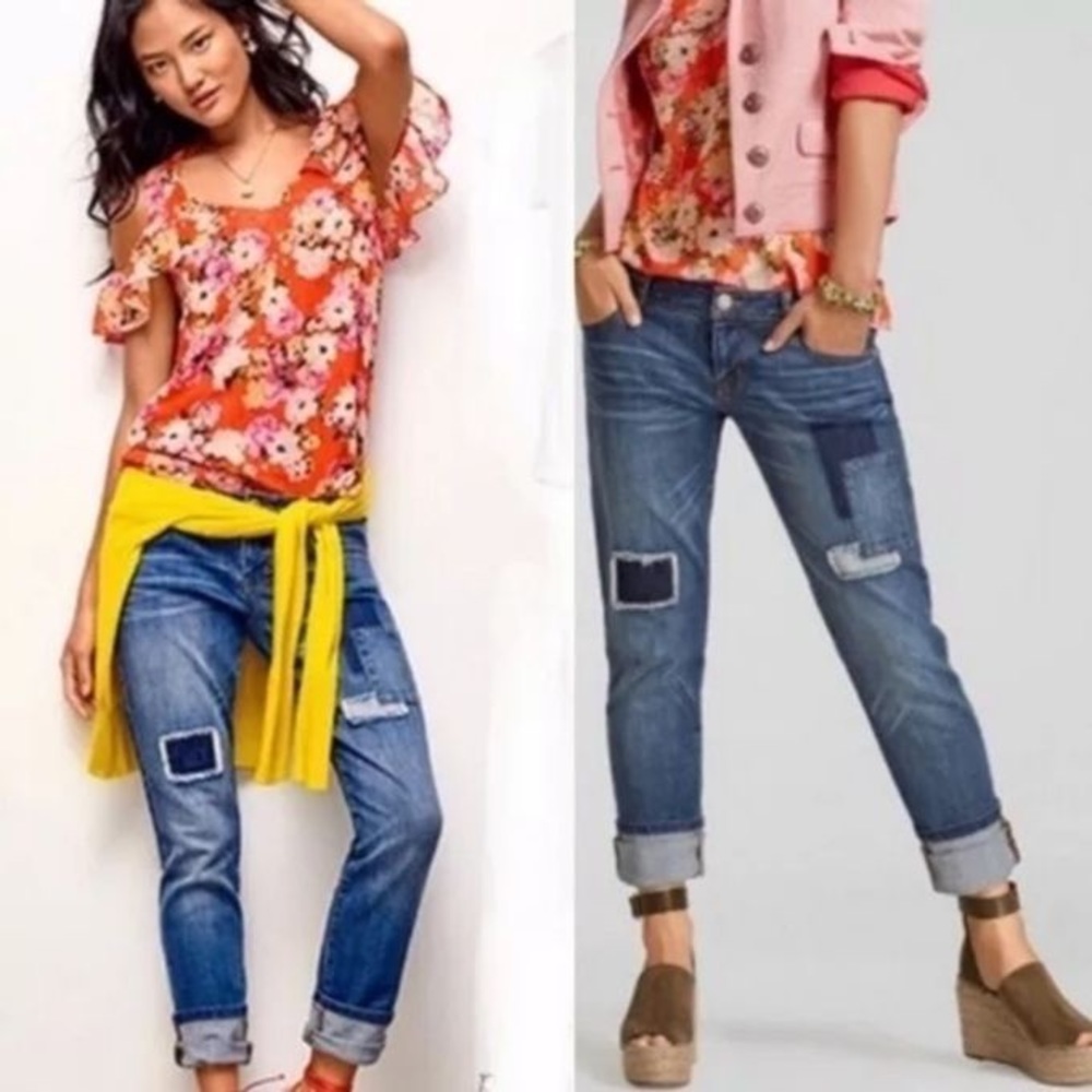 CAbi Slim Boyfriend Patchwork Jeans